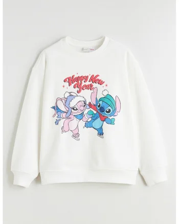 Bluza de trening cu design grafic, Alb/Roz/Albastru