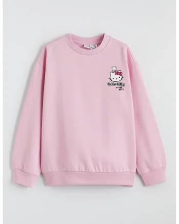 Bluza de trening cu imprimeu Hello Kitty, Roz