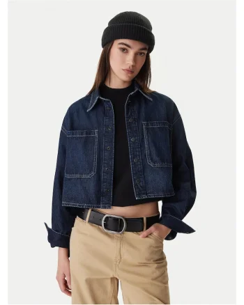 Camasa din denim G-Star Raw, bumbac, bleumarin, pentru femei, Bleumarin