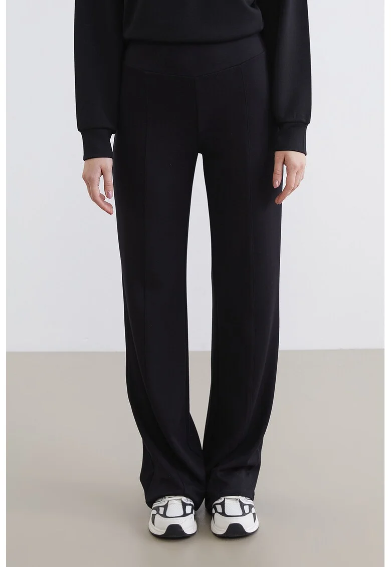 Pantaloni de trening cu croiala dreapta si talie elastica, Negru