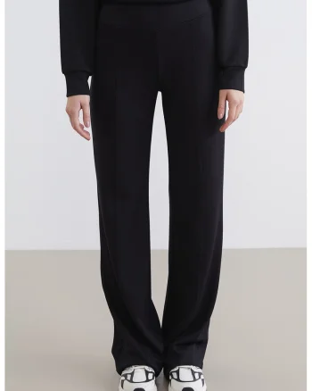 Pantaloni de trening cu croiala dreapta si talie elastica, Negru