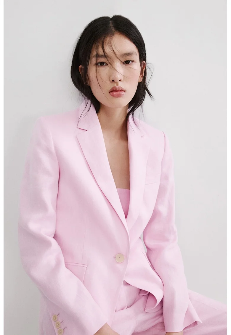 Sacou de in cu buzunare cu clapa, Roz pastel