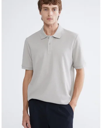 Tricou polo cu model uni, Gri deschis