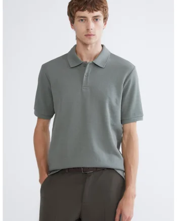 Tricou polo cu model uni, Kaki