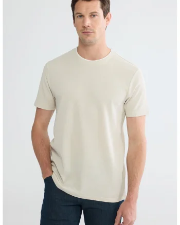 Tricou cu detaliu contrastant, Maro camel