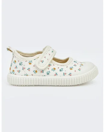 Pantofi Mary Jane cu imprimeu floral, Alb fildes/Verde persan/Galben mustar