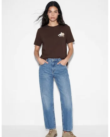 Tricou din bumbac cu imprimeu, Alb/Maro/Albastru glaciar