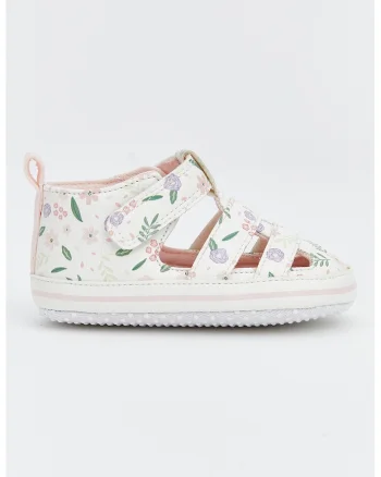 Sandake fisherman cu velcro si model floral, Alb/Roz pastel/Verde aquamarin