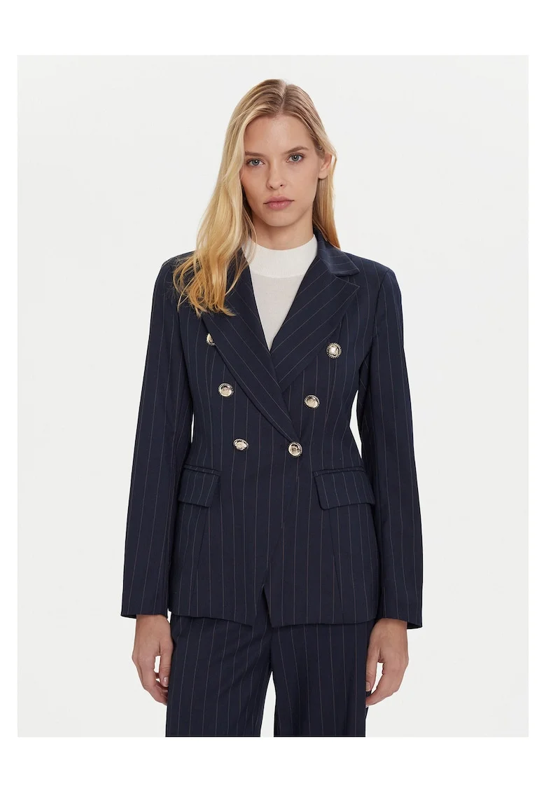 Sacou dama,  bleumarin, dungi, 64% poliester, 33% viscoza, 3% elastan, Bleumarin