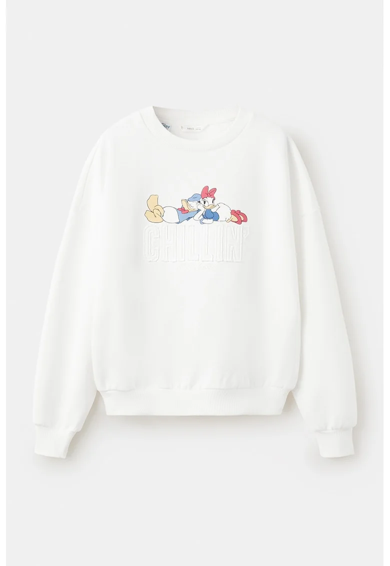 Bluza de trening cu imprimeu Daisy Donald, Alb/Coral/Albastru azur/Bej deschis