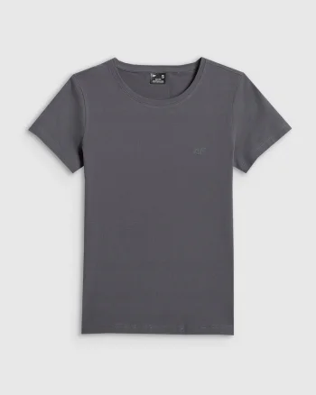 Tricou dama  slim fit, bumbac, gri