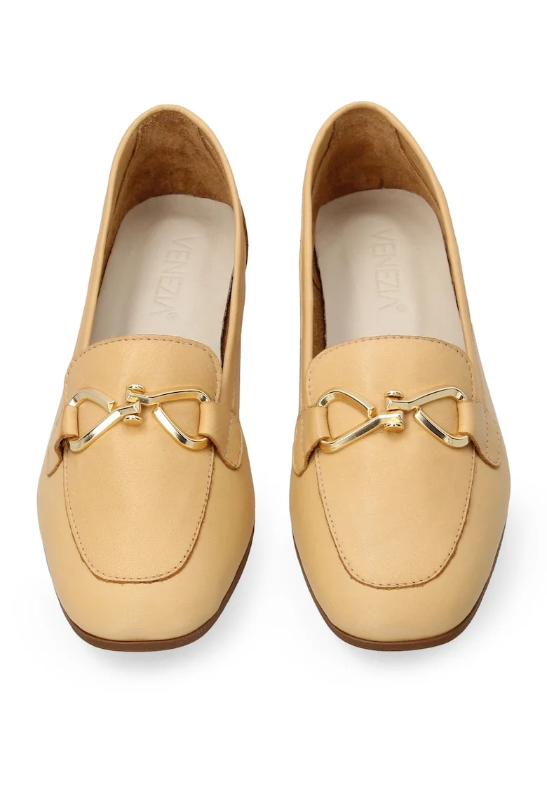 Pantofi Loafer cu detaliu metalic din piele naturala