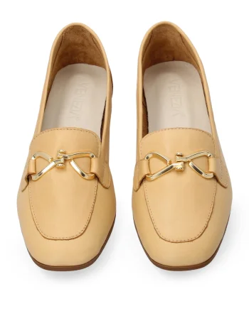 Pantofi Loafer cu detaliu metalic din piele naturala