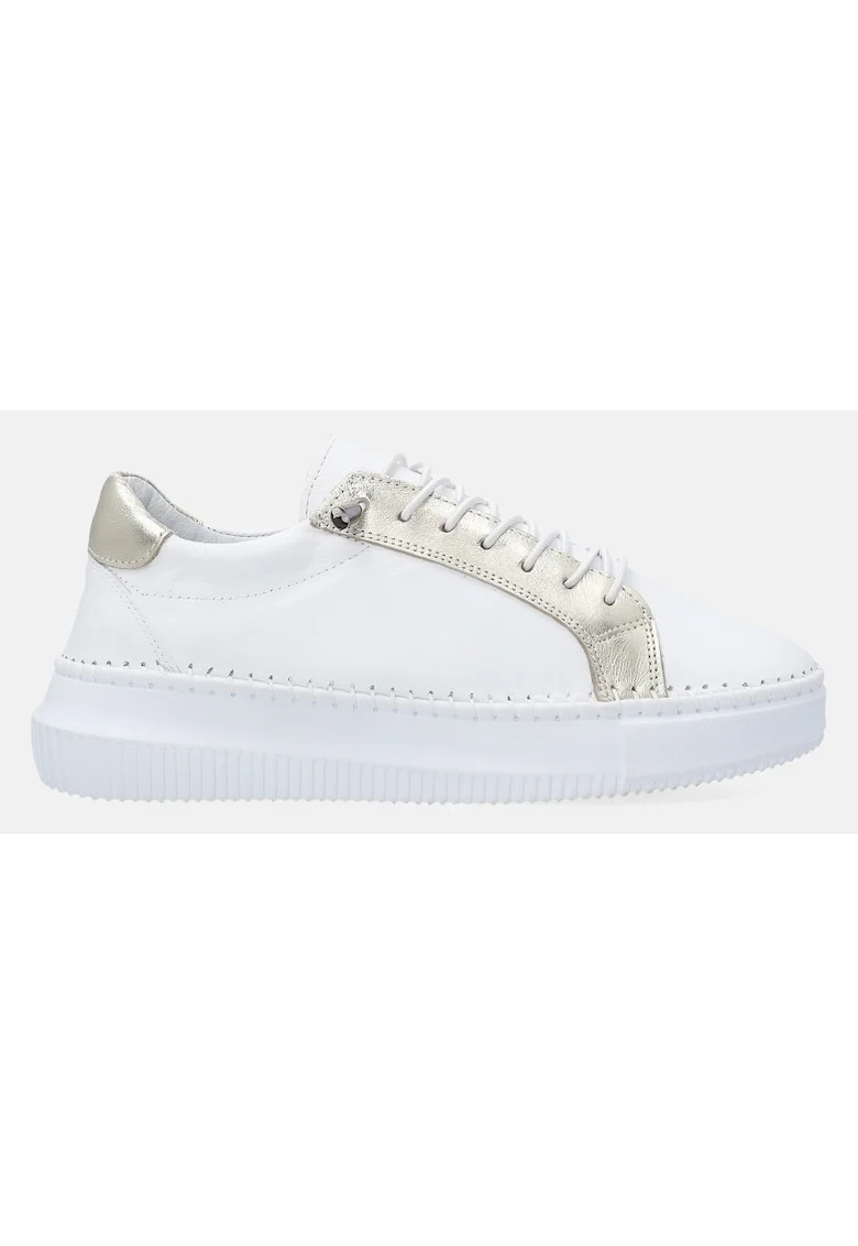 Pantofi sport din piele cu garnitura metalica