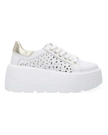 Pantofi sport din piele cu aspect masiv si perforatii