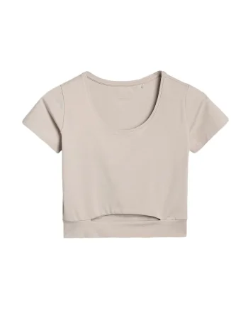 Tricou scurt  bej, bumbac, pentru femei, sportstyle