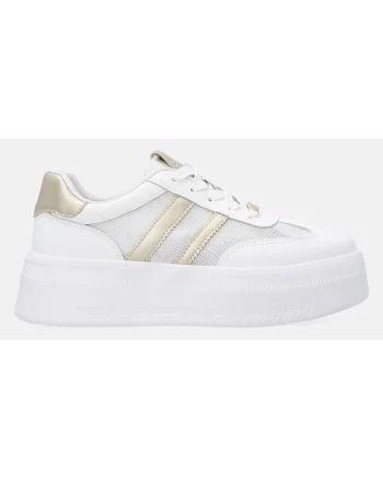 Pantofi sport flatform din piele cu insertii de plasa
