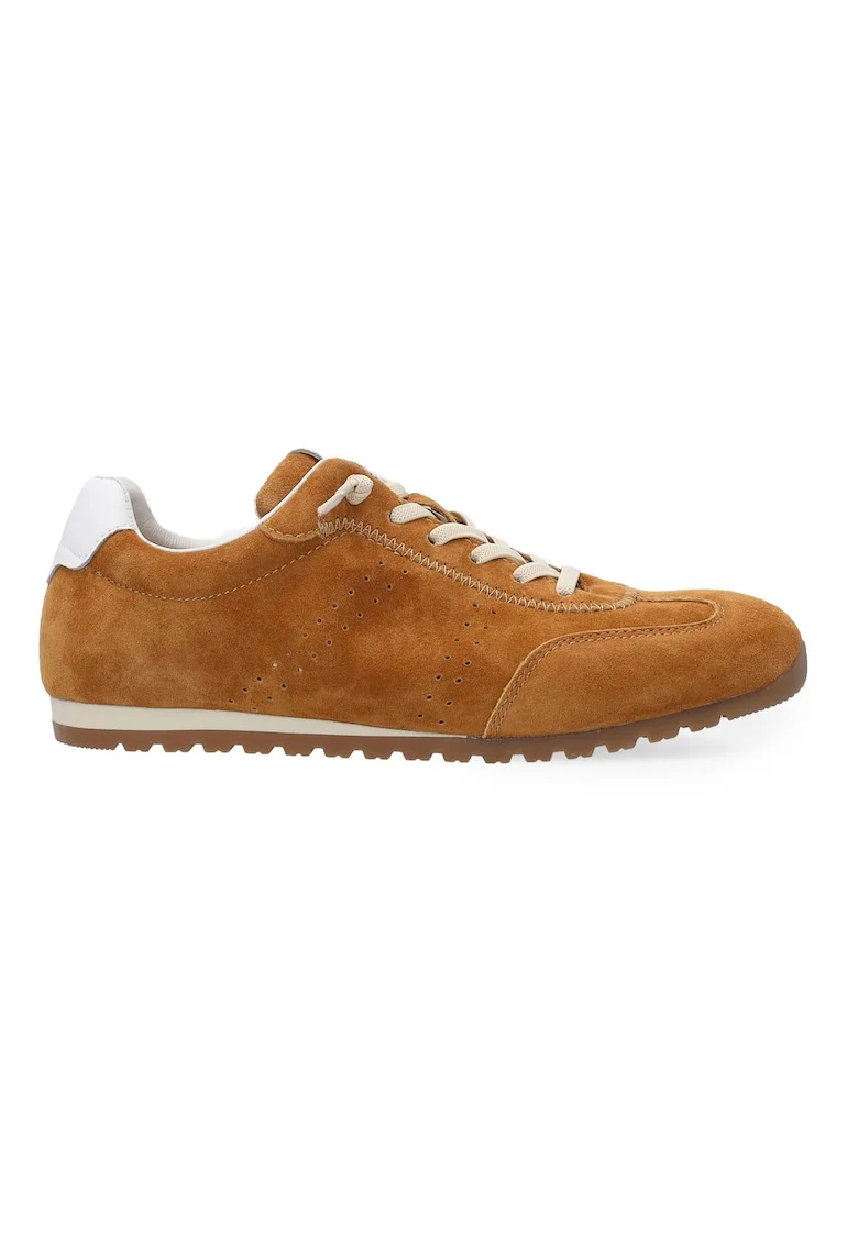 Pantofi sport din piele intoarsa cu profil jos si perforatii
