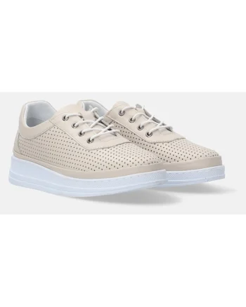 Pantofi sport din piele intoarsa cu talpa wedge si perforatii