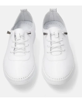 Pantofi sport uni cu talpa joasa din piele naturala