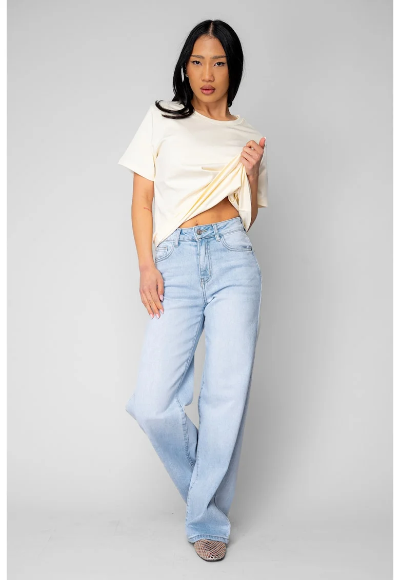 Blugi elastici largi din denim Light Blue 20852, Albastru deschis