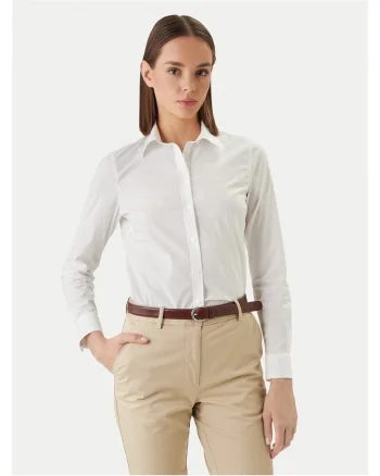 Camasa dama,  slim fit, alb, 96% bumbac, 4% elastan, Alb
