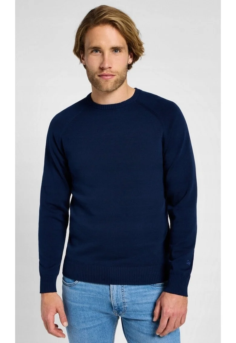Pulover barbati,  CLEAN RAGLAN, slim fit, albastru, bumbac