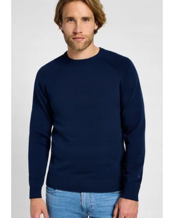Pulover barbati,  CLEAN RAGLAN, slim fit, albastru, bumbac
