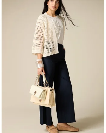Pantaloni drepti cu pliuri, Bleumarin