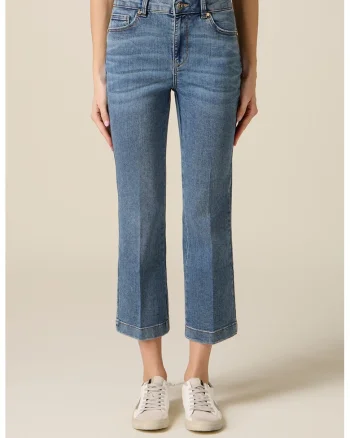 Blugi drepti cu talie inalta, Denim Blue