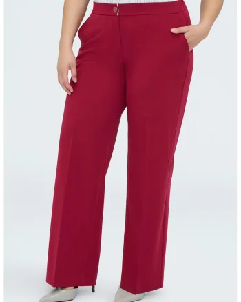 Pantaloni drepti cu talie medie, Rosu