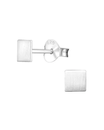 Cercei din argint 925 patrat, finisaj satinat, 4x4mm