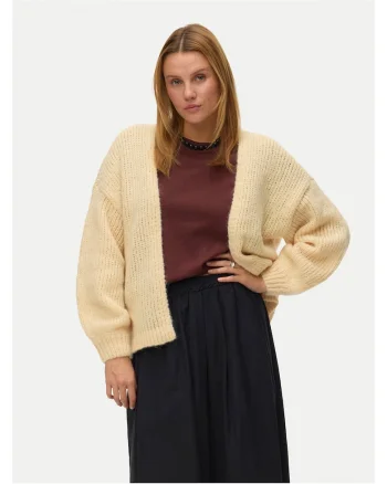 Cardigan dama,  supradimensional, galben, poliester reciclat