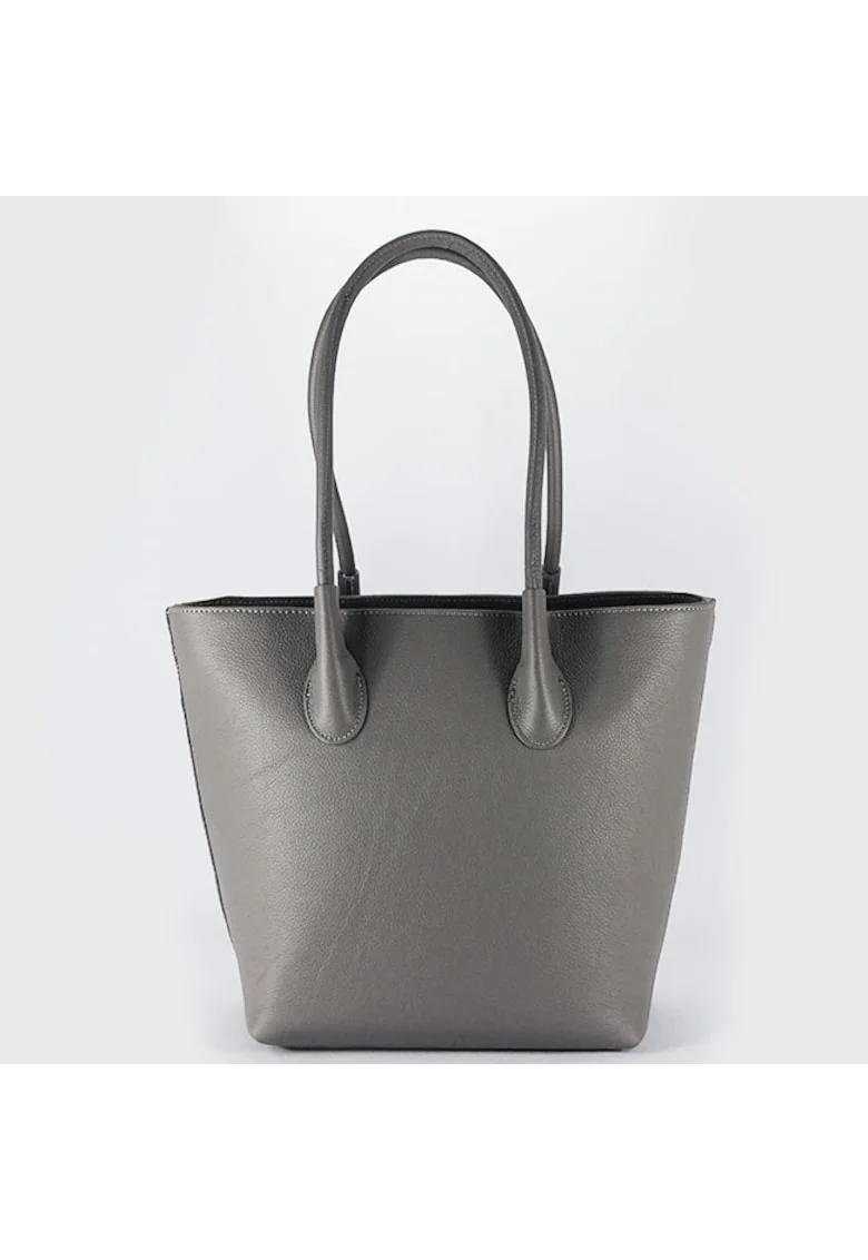 Geanta gri inchis din piele naturala 8966 123 Gridwqfwqf, Gri, 27x35x17