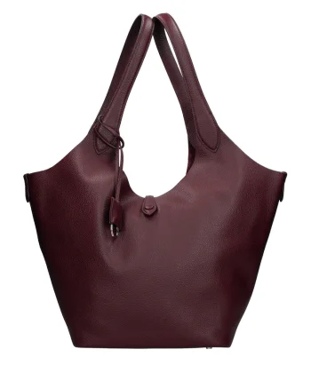 Geanta de piele intoarsa cu bareta si etui interior Carys Chic, Visiniu