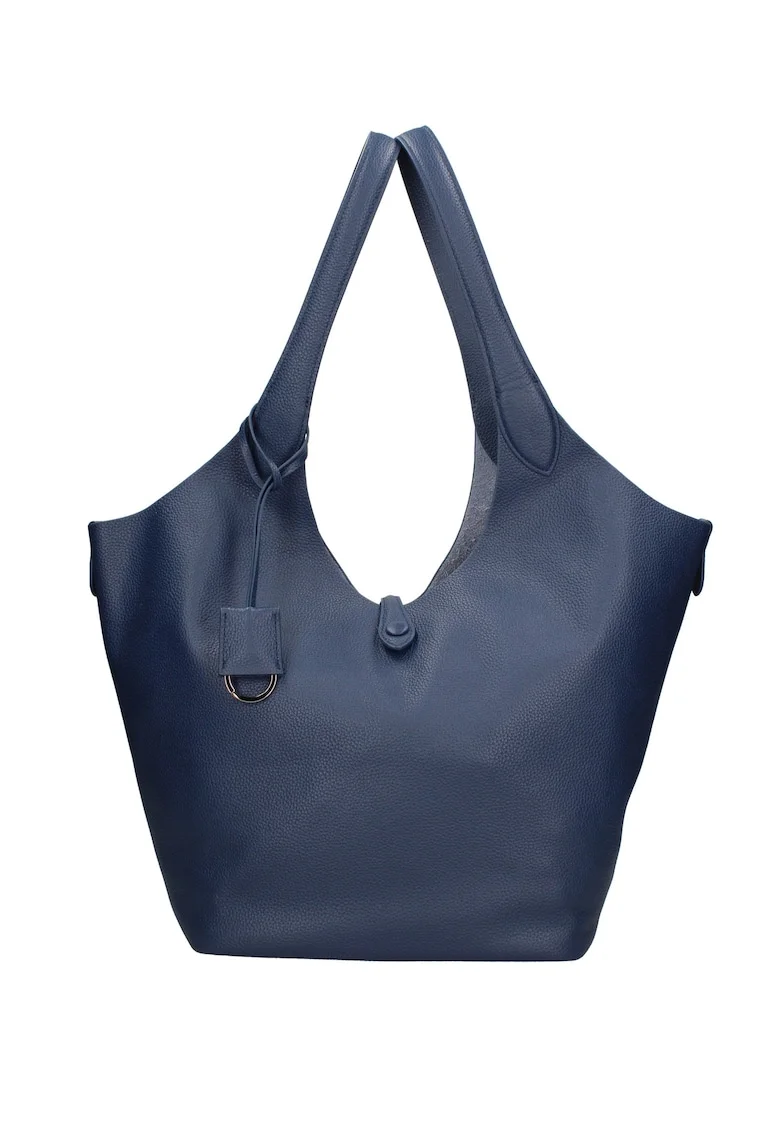Geanta de piele intoarsa cu bareta si etui interior Carys Chic, Bleumarin