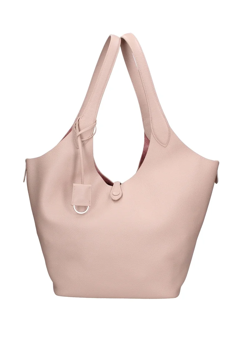 Geanta de piele intoarsa cu bareta si etui interior Carys Chic, Roz deschis