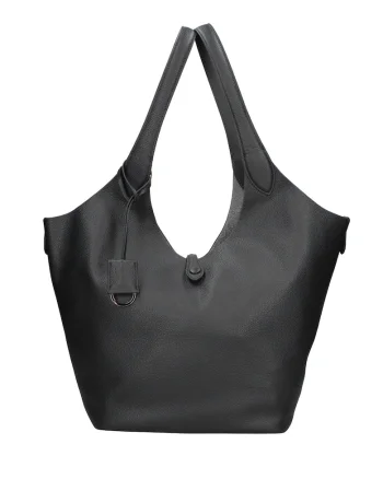 Geanta de piele intoarsa cu bareta si etui interior Carys Chic, Negru
