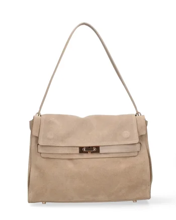 Geanta de piele intoarsa Oriana Lux, Maro camel