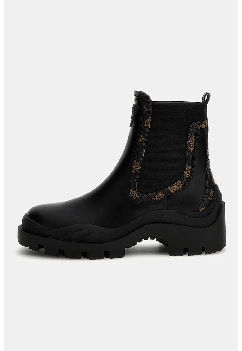 Ghete Chelsea de piele ecologica Yesses, Negru/Maro