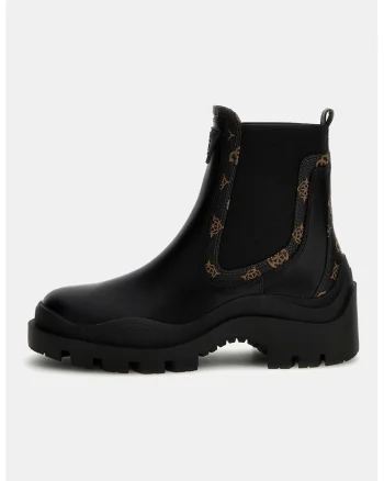 Ghete Chelsea de piele ecologica Yesses, Negru/Maro