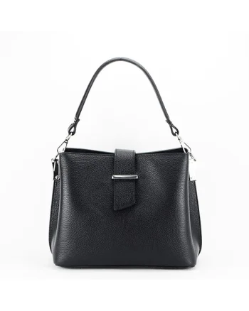 Geanta neagra medie din piele naturala 8962 123 12152, Negru