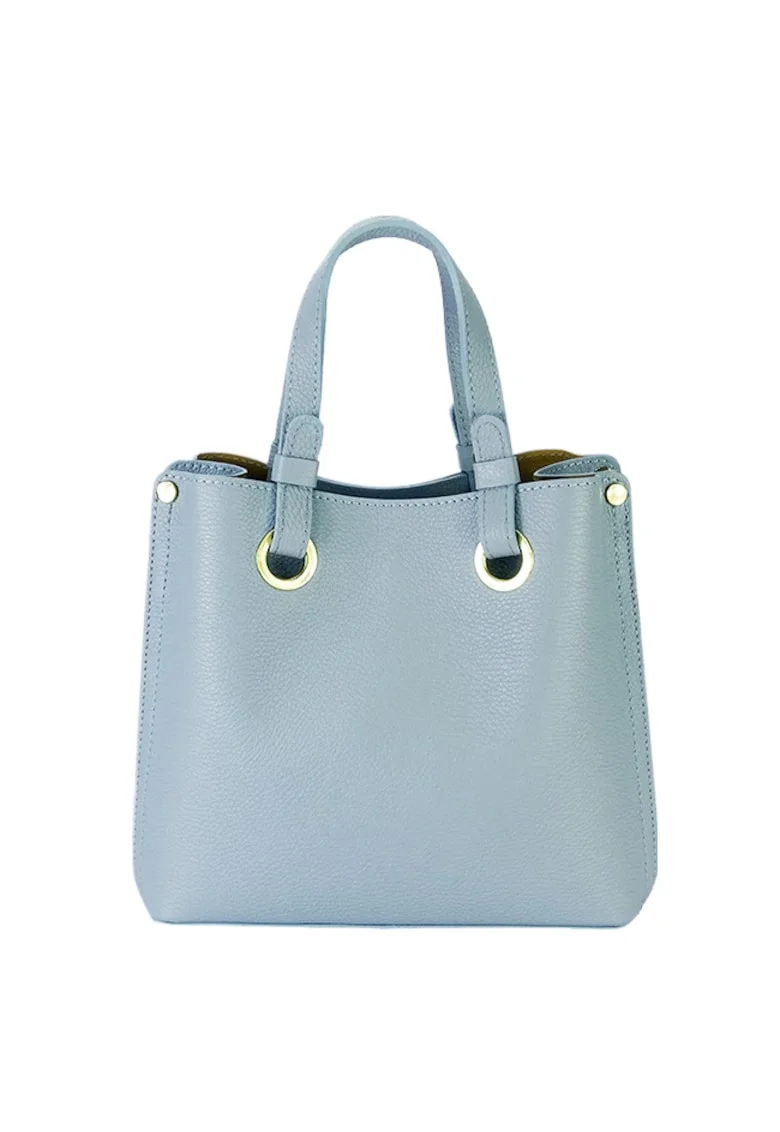 Geanta din piele naturala office/casual B-8916 129, Albastru deschis, 23x25x12