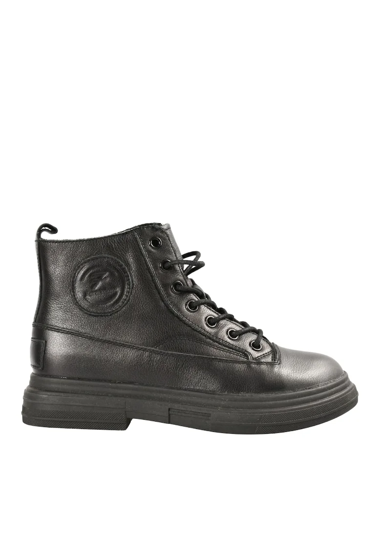 Ghete casual, dama,  C6620 negru, piele naturala, Negru