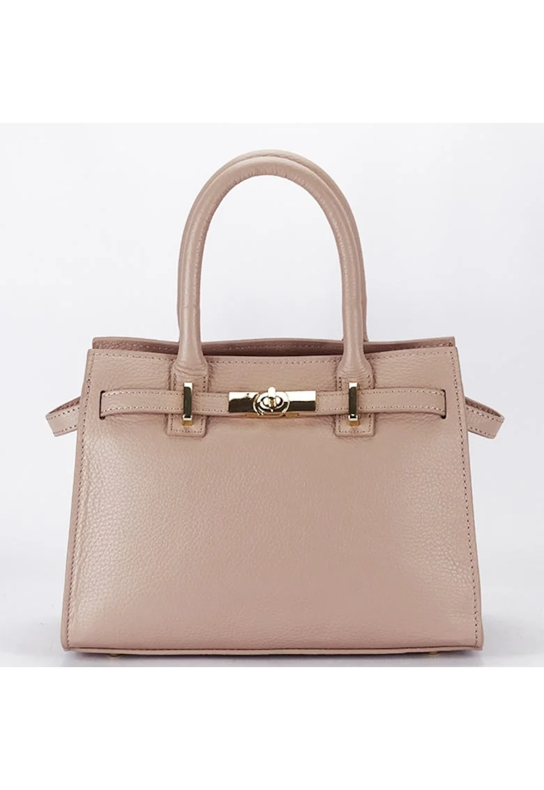 Geanta medie din piele naturala 1727 122, Roz, 20x27x13