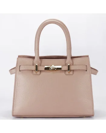 Geanta medie din piele naturala 1727 122, Roz, 20x27x13