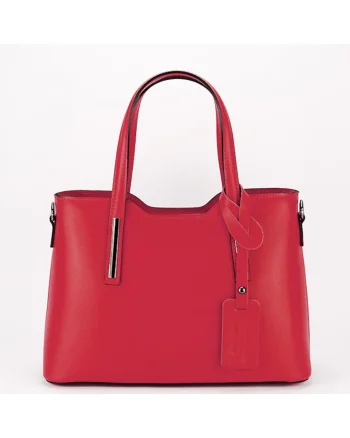 Geanta medie din piele naturala 1065 132, Rosu, 22x31x12