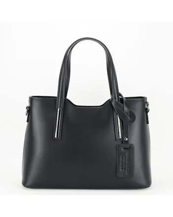 Geanta medie neagra din piele naturala 1065 132 15629, Negru