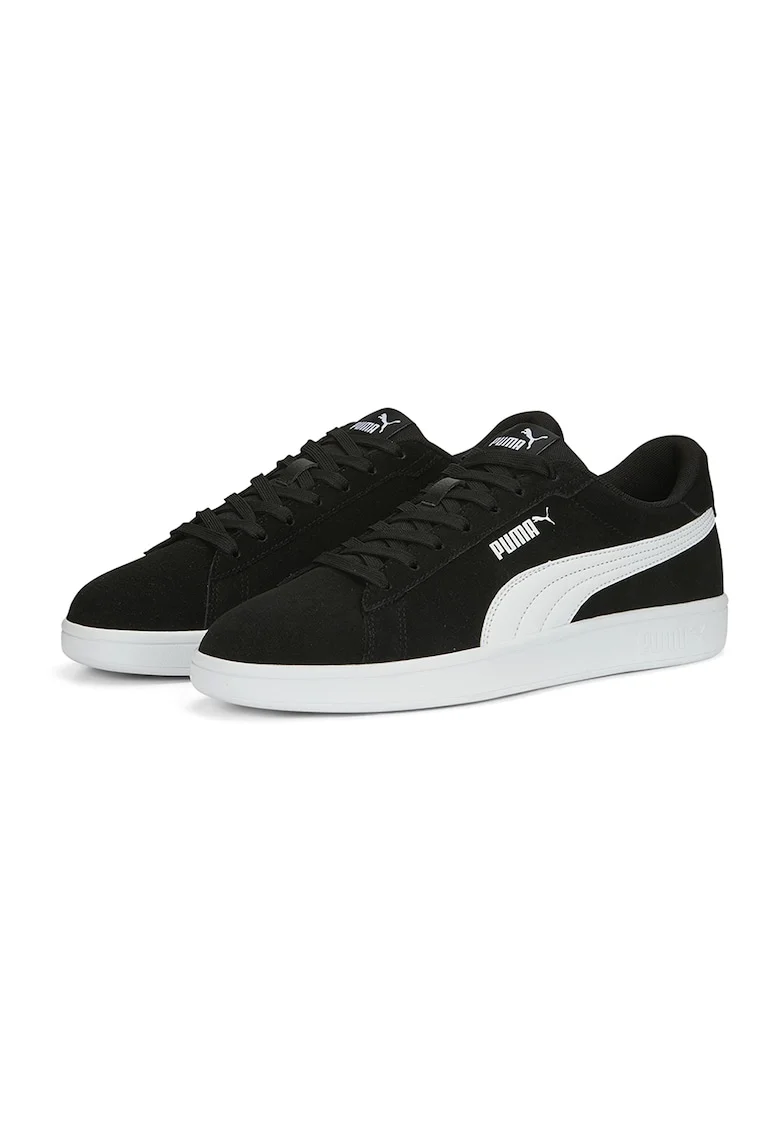 Pantofi sport Smash 3.0 de piele intoarsa cu insertii de piele, Negru/Alb murdar