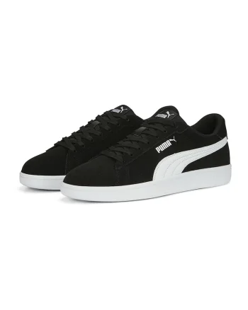 Pantofi sport Smash 3.0 de piele intoarsa cu insertii de piele, Negru/Alb murdar